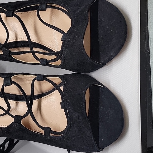Vince Camuto Black Suede Lace Up High Heels - Picture 2 of 15